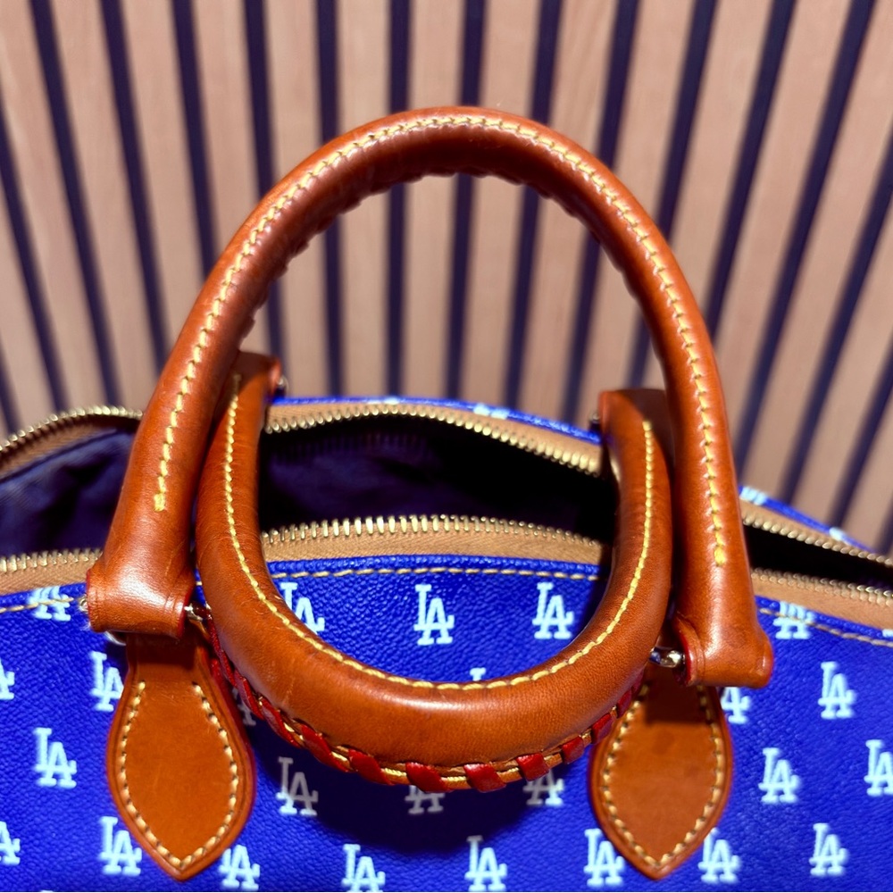 Dooney & Bourke Dodgers Gretta Handbag Blue & White with Brown Accents. - Picture 15 of 15